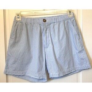 Chubbies Shorts Mens M Seersucker Blue White Casual Preppy Athleisure Retro